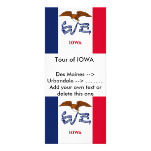 Publicitaire Carte en rack avec Drapeau de l'Iowa, États-Unis.