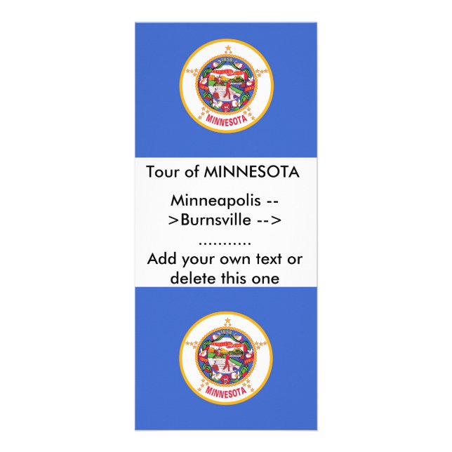 Publicitaire Carte en rack avec Drapeau du Minnesota, U.S.A. (Devant)