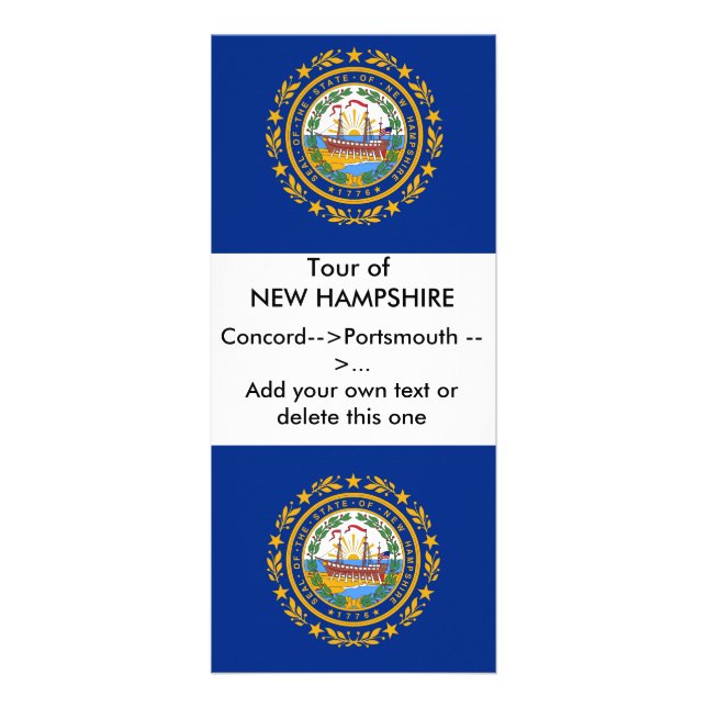 Publicitaire Carte en rack avec Drapeau du New Hampshire, U.S.A (Devant)