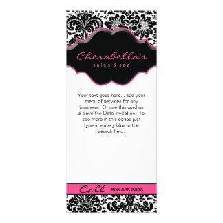 Publicitaire Carte en rack Damask blanc noir rose floral cadre
