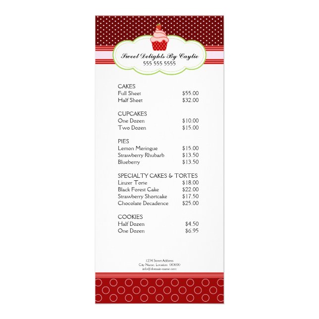 Publicitaire Carte en rack de boulangerie Cupcake à fraise (Devant)