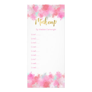 Publicitaire Carte en rack de maquillage rose broyé