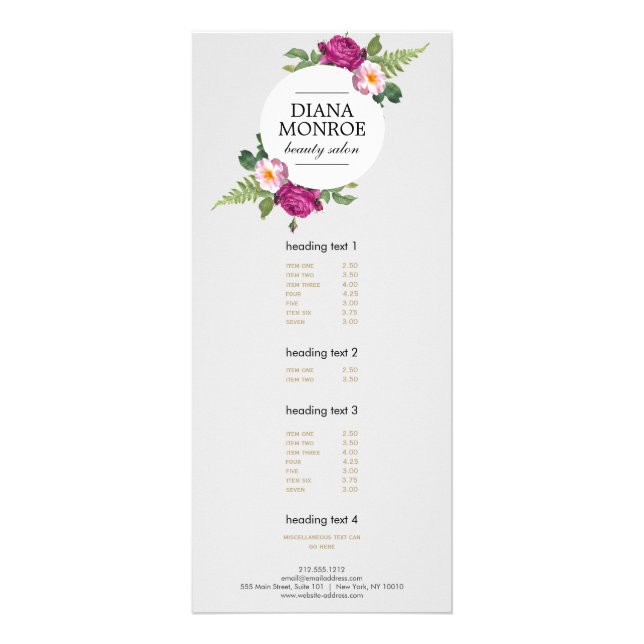 Publicitaire Carte en rack moderne Floral Wreath Grey Salon (Devant)