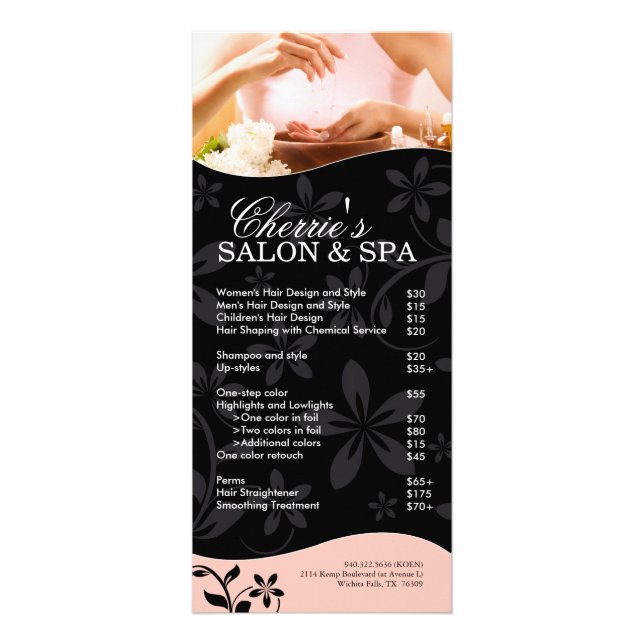 Publicitaire Carte en rack Salon et Spa (Devant)