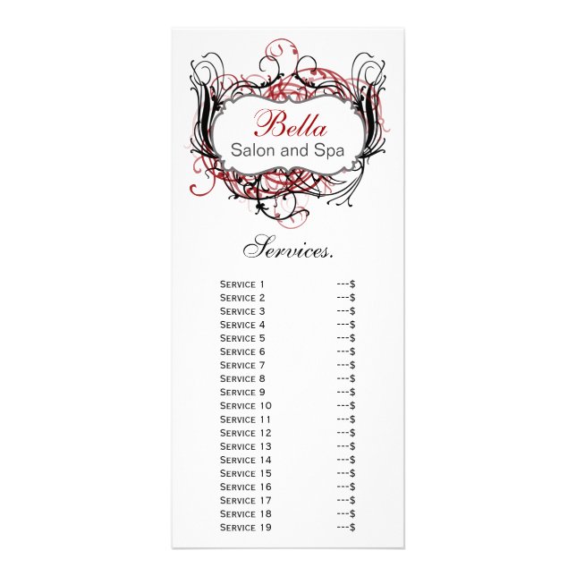 Publicitaire carte rack chic rouge, noir et blanc Services (Devant)
