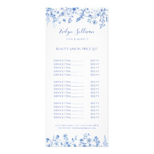Publicitaire Carte rack de tarif fleur sauvage bleu français