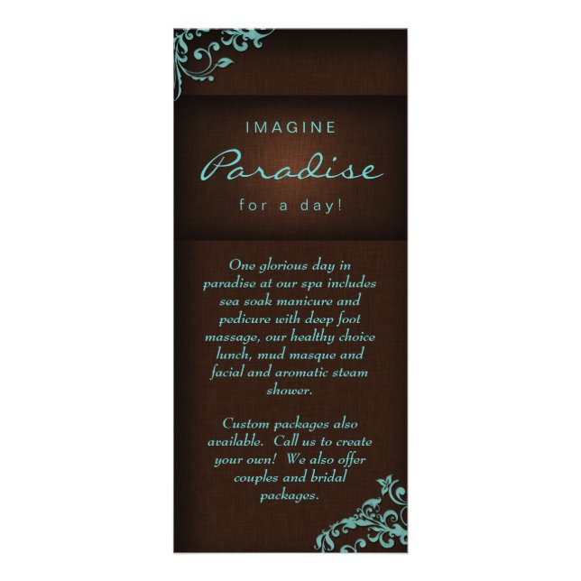 Publicitaire Carte Rack Floral Linen Salon Spa Bleu Brown (Devant)