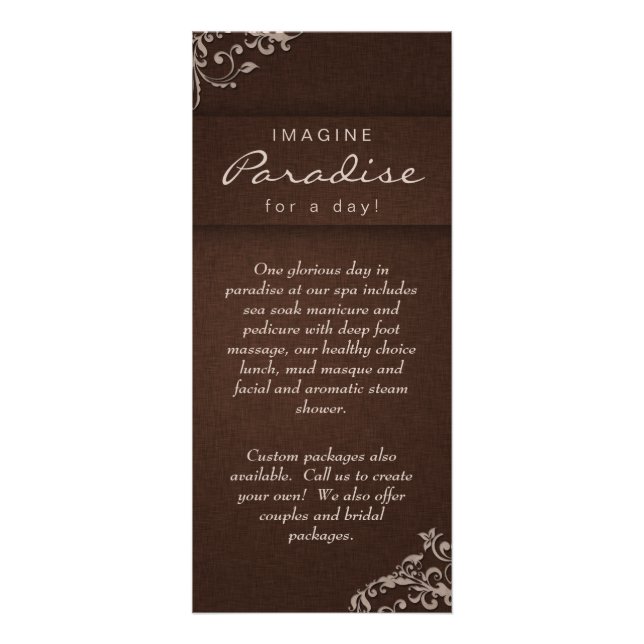 Publicitaire Carte Rack Floral Linge Salon Spa Beige Brown (Devant)