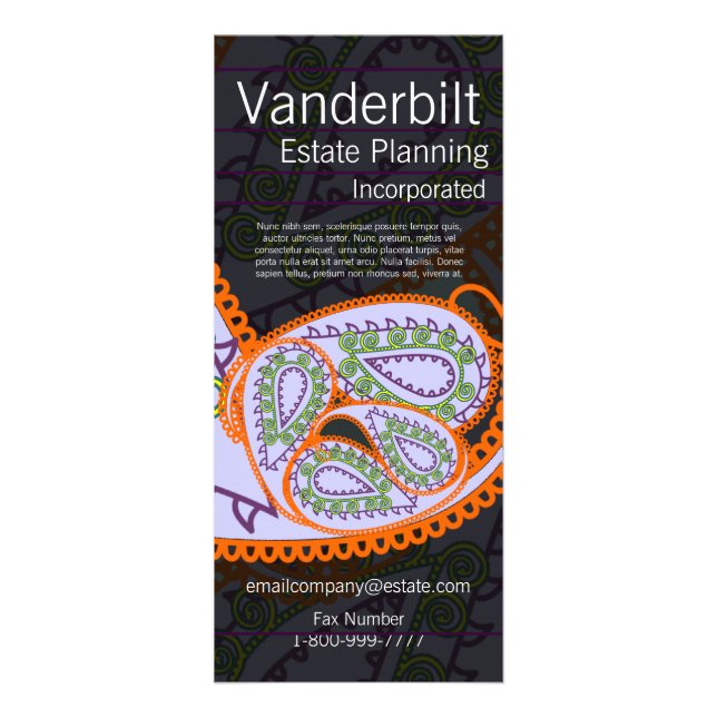 Publicitaire Carte rack Paisley noir et violet (Devant)