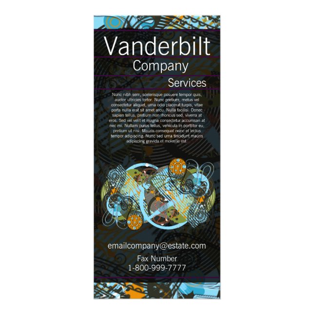 Publicitaire Carte rack Paisley Turquoise et noire (Devant)