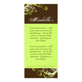 Publicitaire Carte Rack Swirl Salon Spa Lime Vert Brown