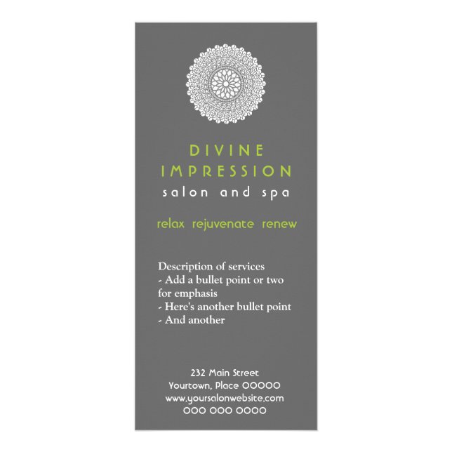 Publicitaire Carte Rack Vert Impression Divine (Devant)