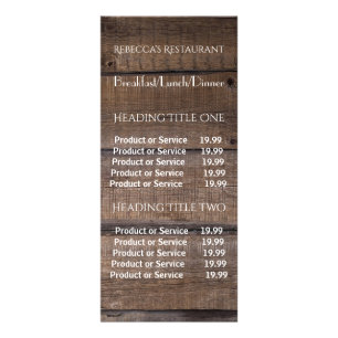 Publicitaire Carte Rustic Wood Business Price & Service Rack Ca