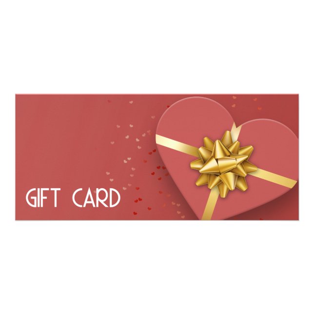 Publicitaire Gold Bow Lovely Red Heart boîte cadeau Carte cadea (Devant)