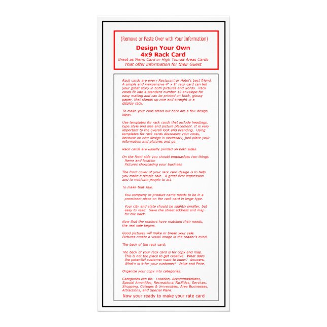 Publicitaire La carte Template1 de support de la série 4x9 (Devant)