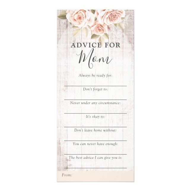 Publicitaire Roses rustiques Shabby Baby shower Conseils Carte  (Devant)
