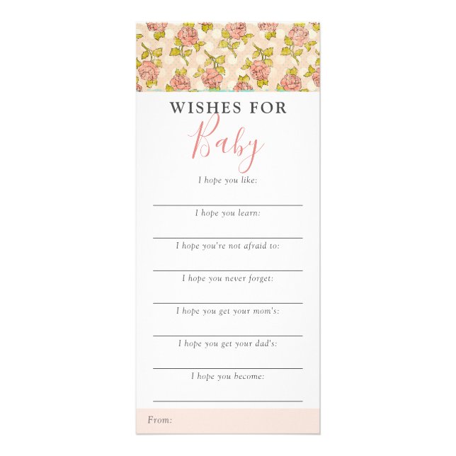Publicitaire Shabby Chic Rose Wings Pour Baby shower Carte De J (Devant)