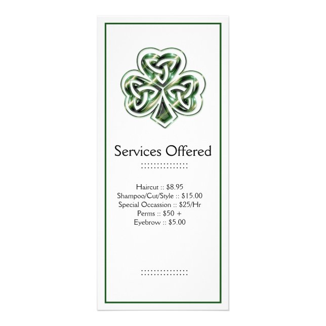 Publicitaire Shamrock Celte Design 2 Services Carte rack 2 (Devant)