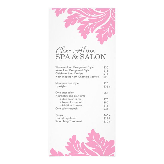 Publicitaire Tarif Salon et Spa et carte en rack (Devant)