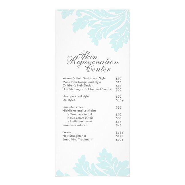 Publicitaire Tarif Salon et Spa et carte en rack (Devant)