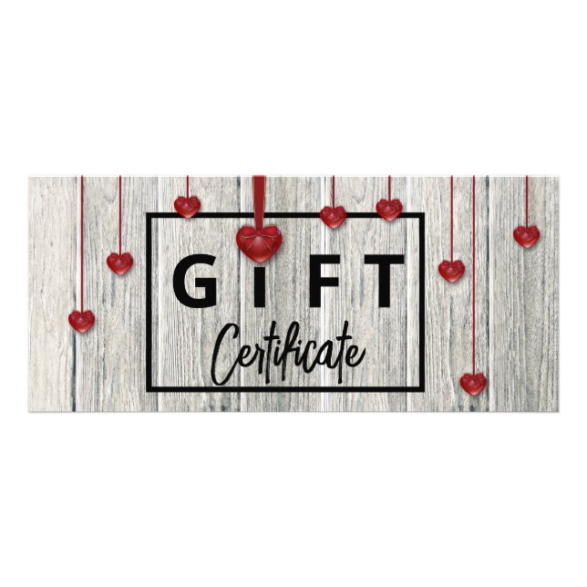Publicitaire Valentines Day Modern Rustic Wood Hearts Carte Cad (Devant)