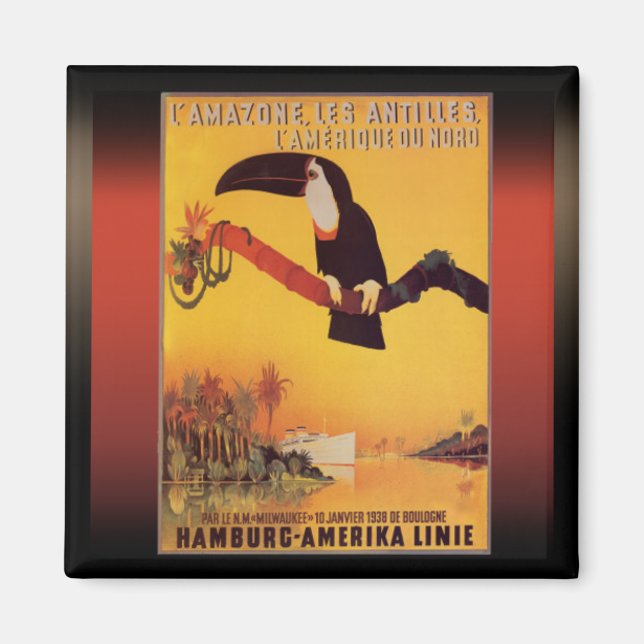 Publicité de croisière de Hambourg Magnet Vintage (Devant)