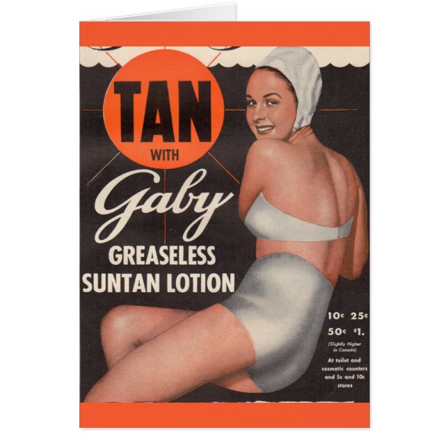 Publicité pour la lotion solaire Gaby 1950 (Devant)
