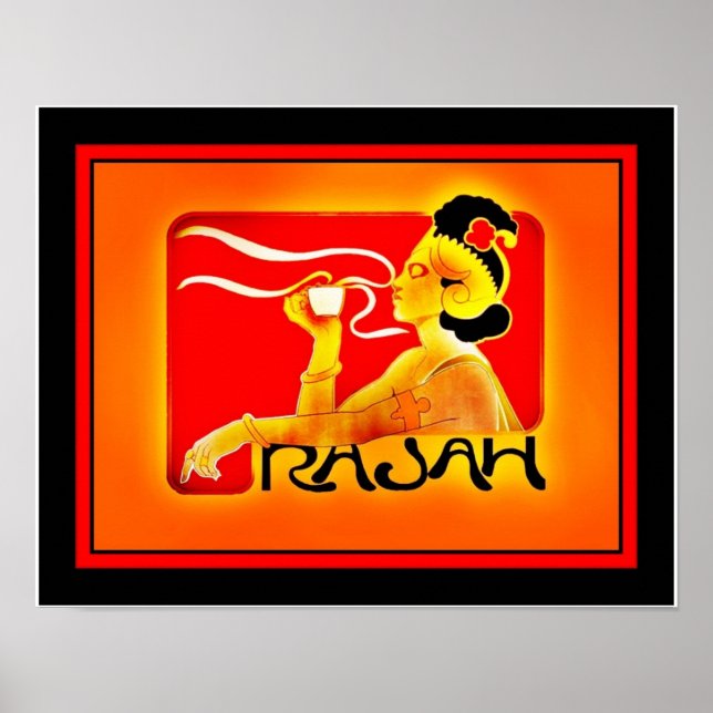 Publicités anciennes de café Rajah sur affiche (Devant)