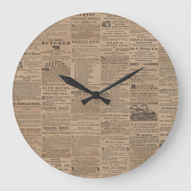 Publicités du passé, horloge murale NY 1856 (Recto)
