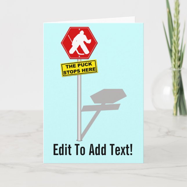 Puck S'Arrête Ici, Carte De Voeux De Jockey Goalie (Devant)