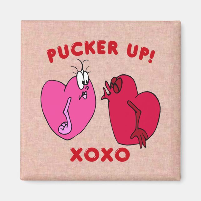 Pucker Up Valentine Hearts Magnet (Devant)