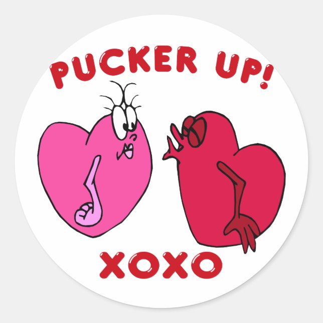 Pucker Valentine Hearts Stickers (Devant)