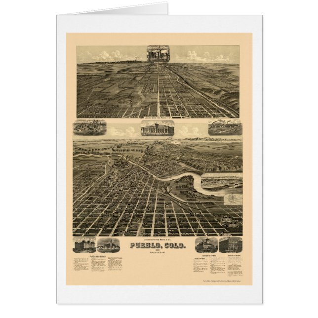 Pueblo, carte panoramique de Co - 1890 (Devant)