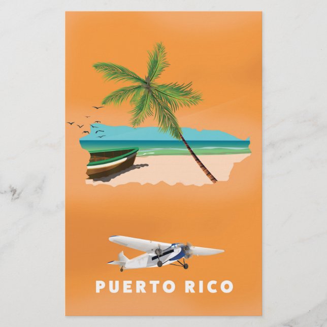 Puerto Rico illustrated map travel poster. (Devant)