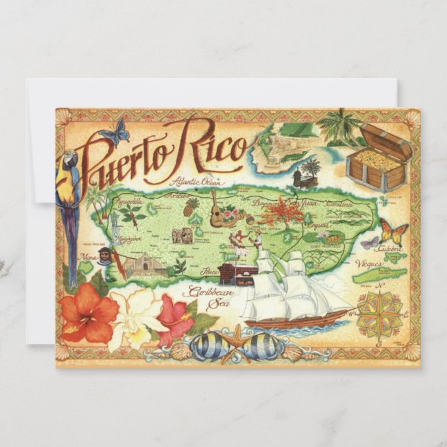 Puerto Rico Map 5x7 Big Postcard (Devant)