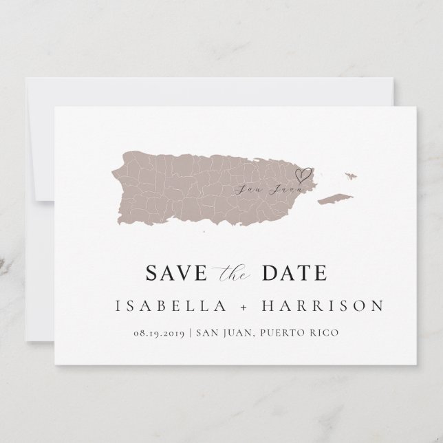 Puerto Rico Map Save the Date Template (Devant)