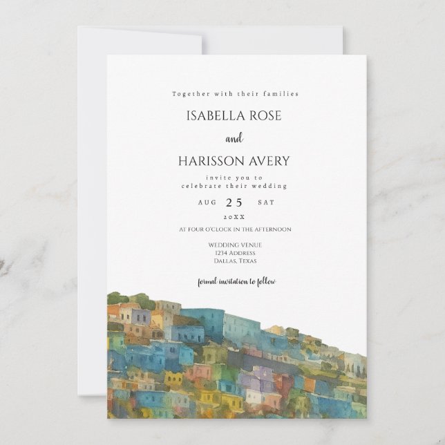 Puerto Rico Skyline Destination Wedding Invitation (Devant)