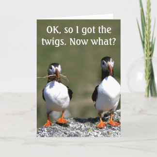 Puffin Pair 'a eu les brindilles' Carte d'annivers