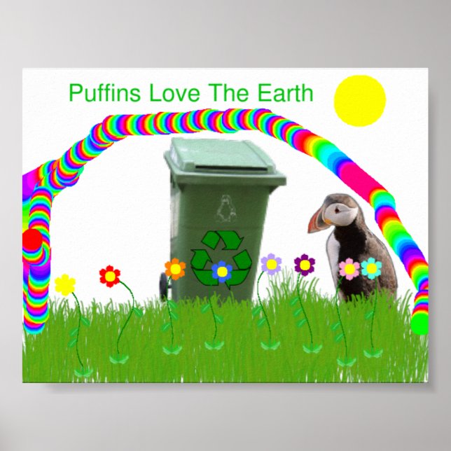 Puffins Love The Earth Poster (Devant)