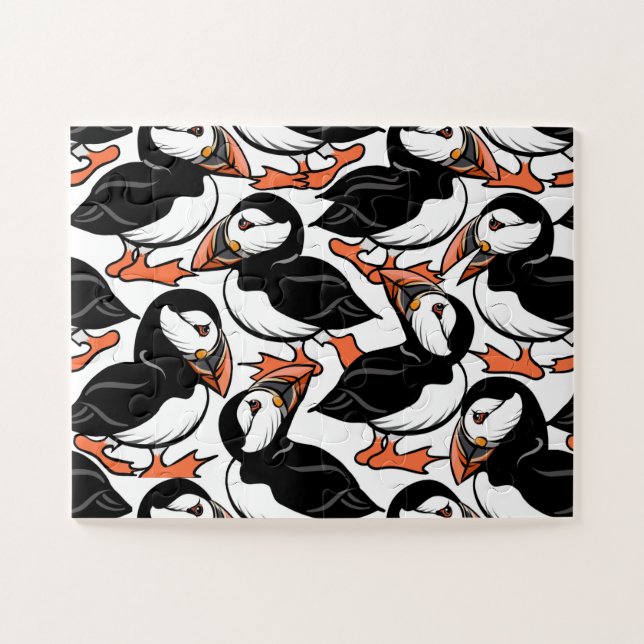 Puffins sur la Parade Jigsaw Puzzle Puzzle (Horizontal)
