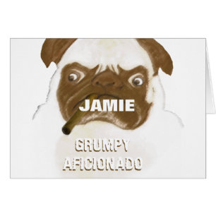 Pug AFICIONADO Grincheux Personnalisé Fumant Cigar