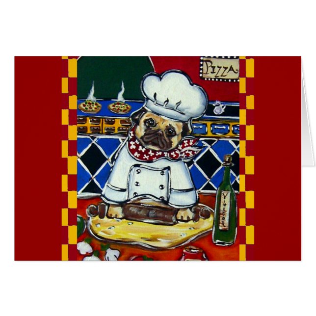 Pug chef de pizza (Devant horizontal)