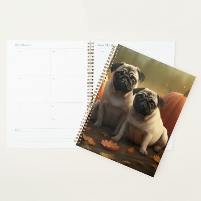 Pug Chiot Délice d'Automne Citrouille (Devant avec enveloppe)