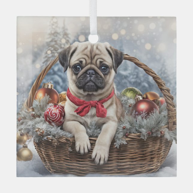 Pug des Fêtes avec Ornements Mignon (Recto)