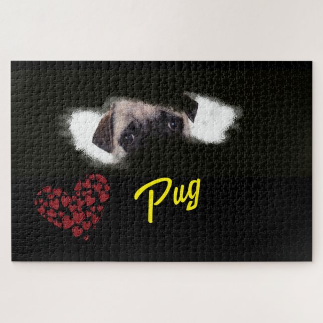 Pug Eyes Solid Color 1000 piece Jigsaw Puzzle (Horizontal)