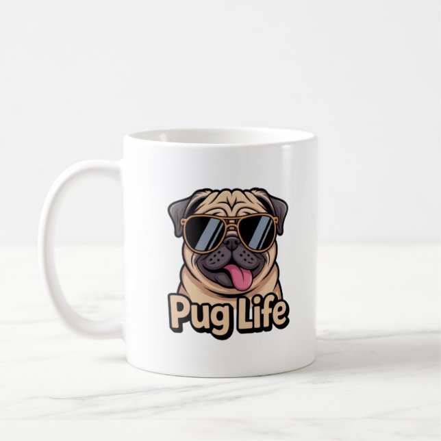 Pug Life Funny Pug Sunglasses Coffee Mug Pug Lover (Gauche)