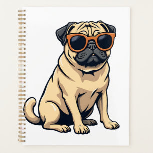 Pug vintage faisant le dab avec des lunettes de so
