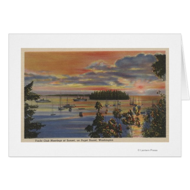 Puget Sound, WA - Yacht Club Moorings au coucher d (Devant horizontal)