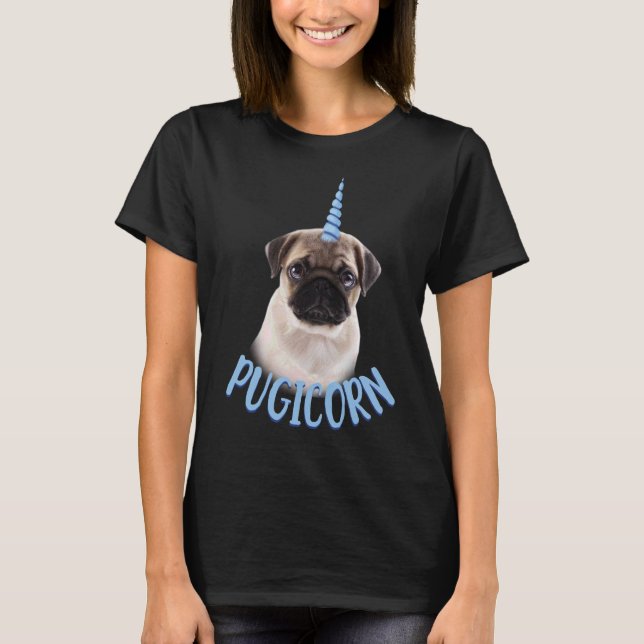 Pugicorn Cute Carlin et T-shirt Unicorn Lover (Devant)