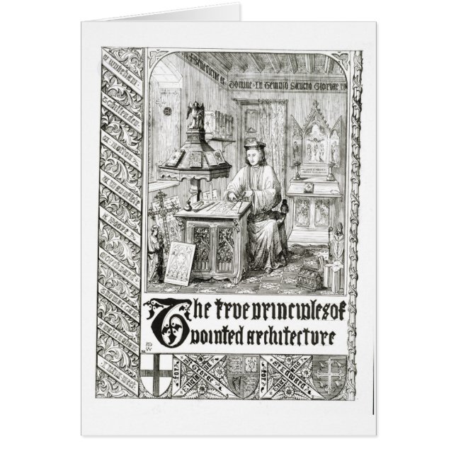 Pugin au travail, frontispice 'des principes vrais (Devant)